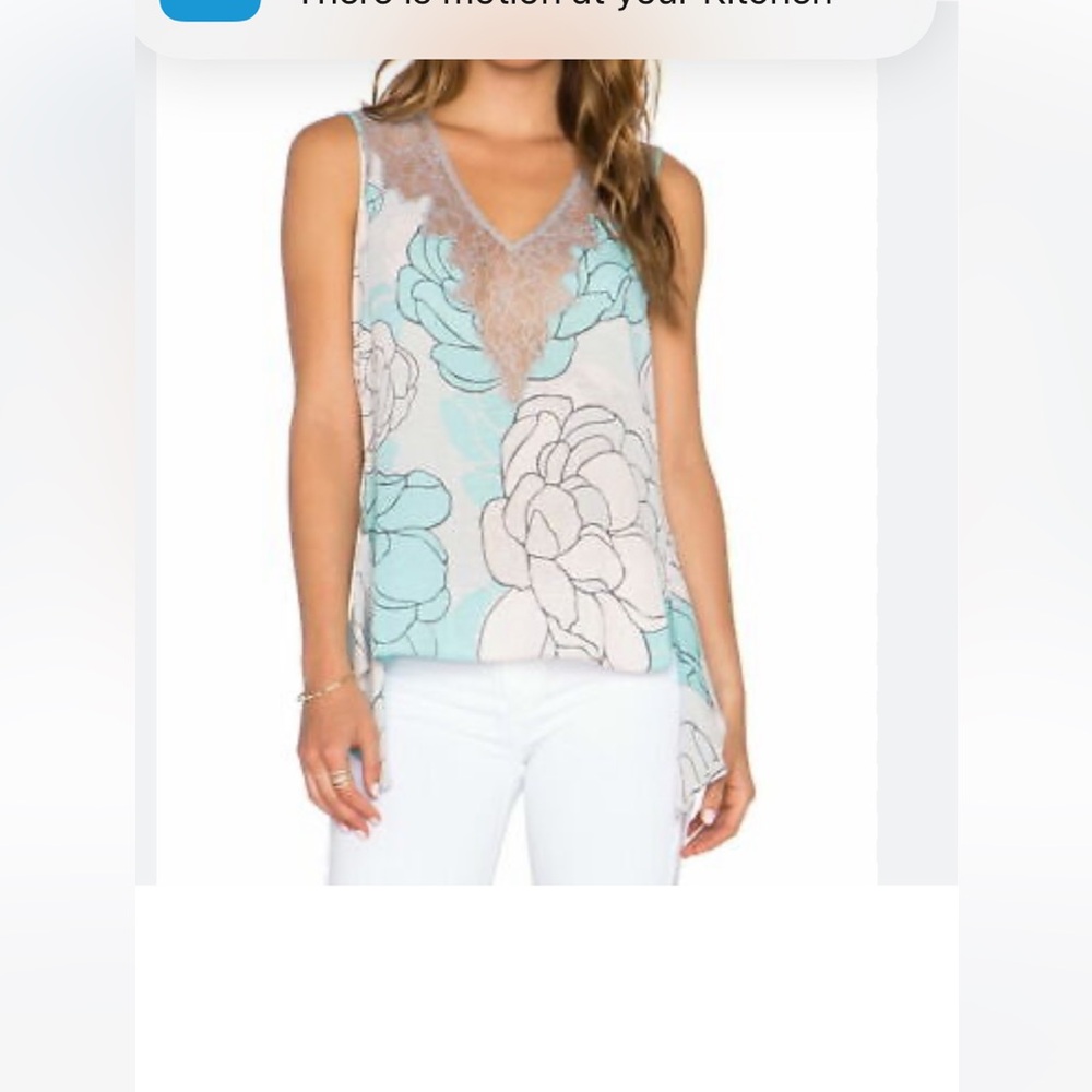 BCBGMaxAzria Lace Detail Floral Lenore  Top